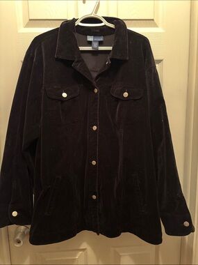 Men's Black (velvet feel) Button-Front Shirt Jacket